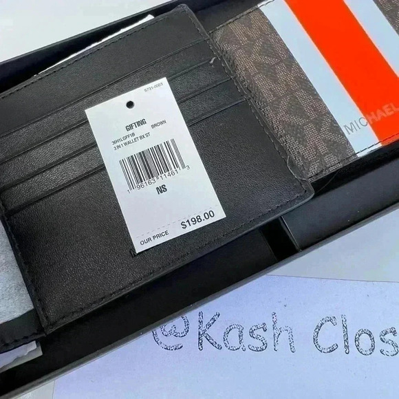 Michael kors Men Wallet Card Case 3 in 1 Gift box set Brown - Picture 6 of 7